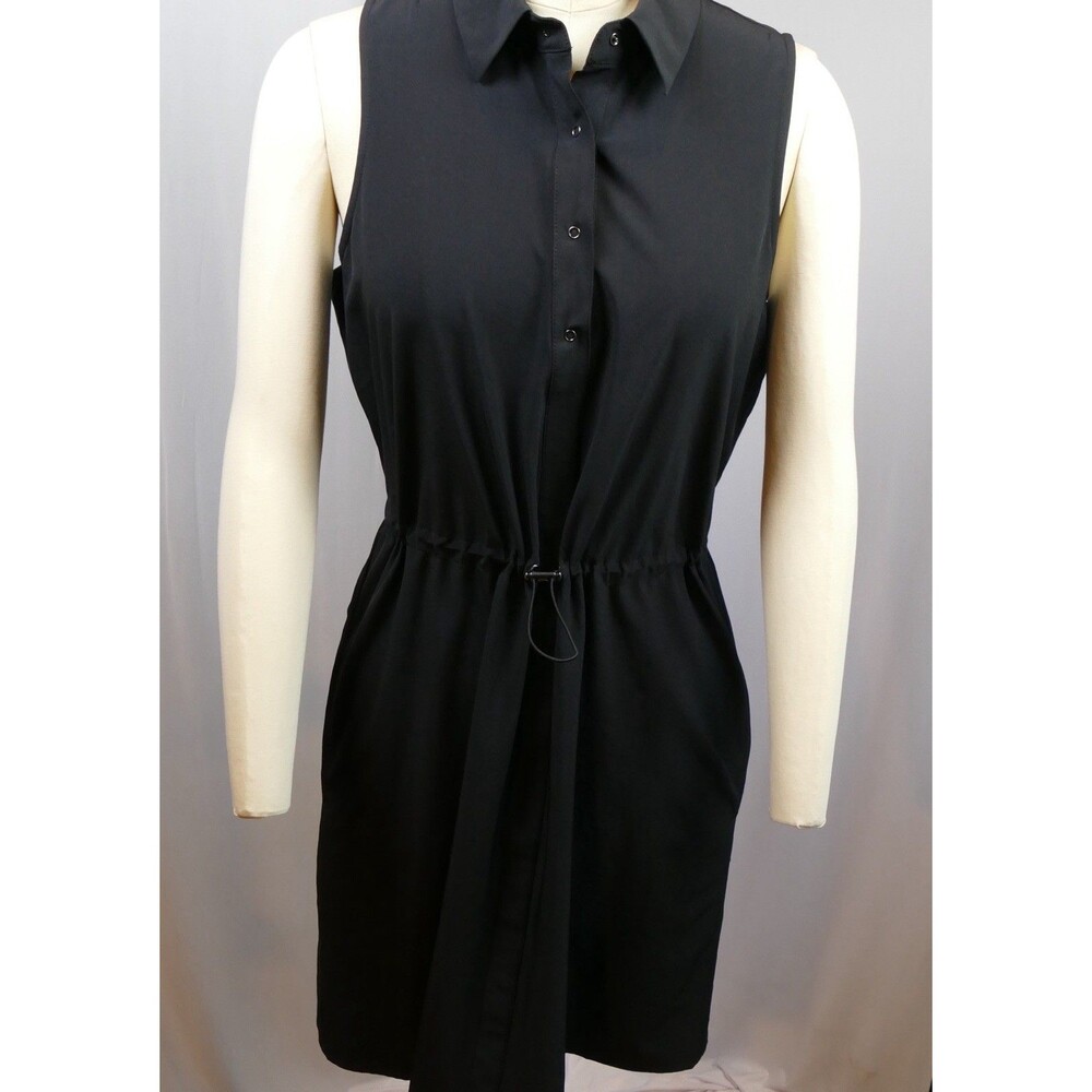 NWT NIC+ZOE Tech Stretch Collared Dress Black Onyx Sleeveless M $168